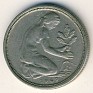 Deutch Mark - 50 Pfennig - Germany - 1949 - Copper-Nickel - KM# 104 - 20 mm - Woman planting an oak seedling - 0
